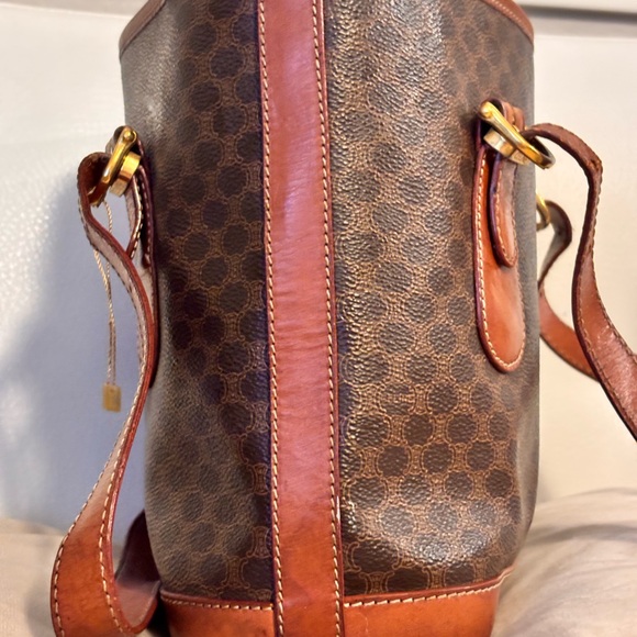 CELINE Vintage Macadame Brown Leather Medium Size Tote Bag - Picture 6 of 15